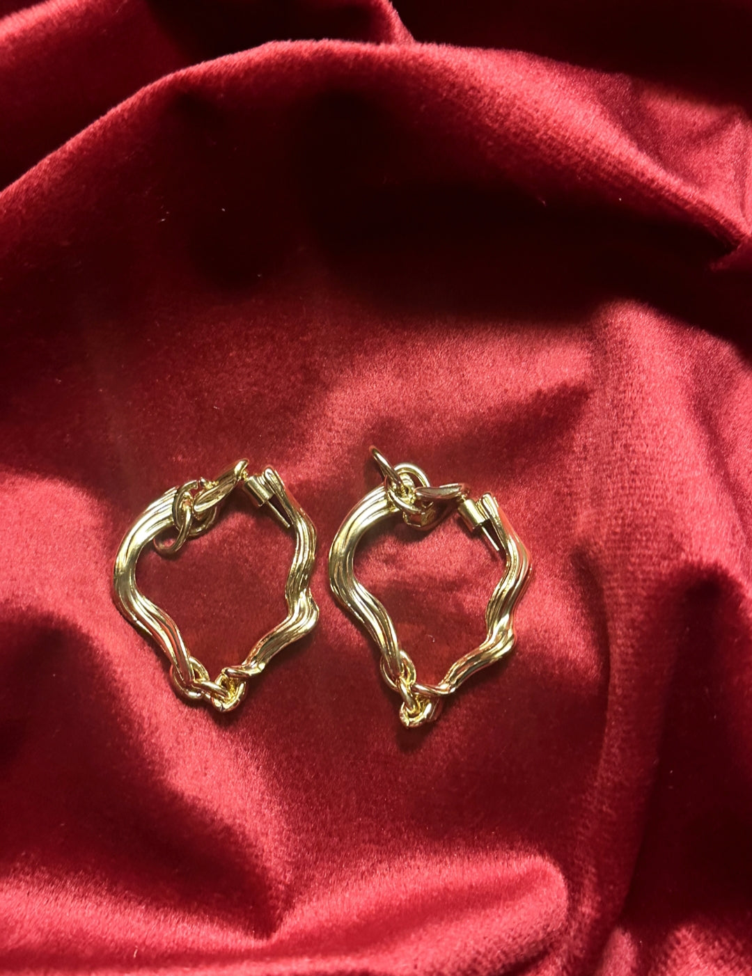 Golden Ripple Hoops Earring