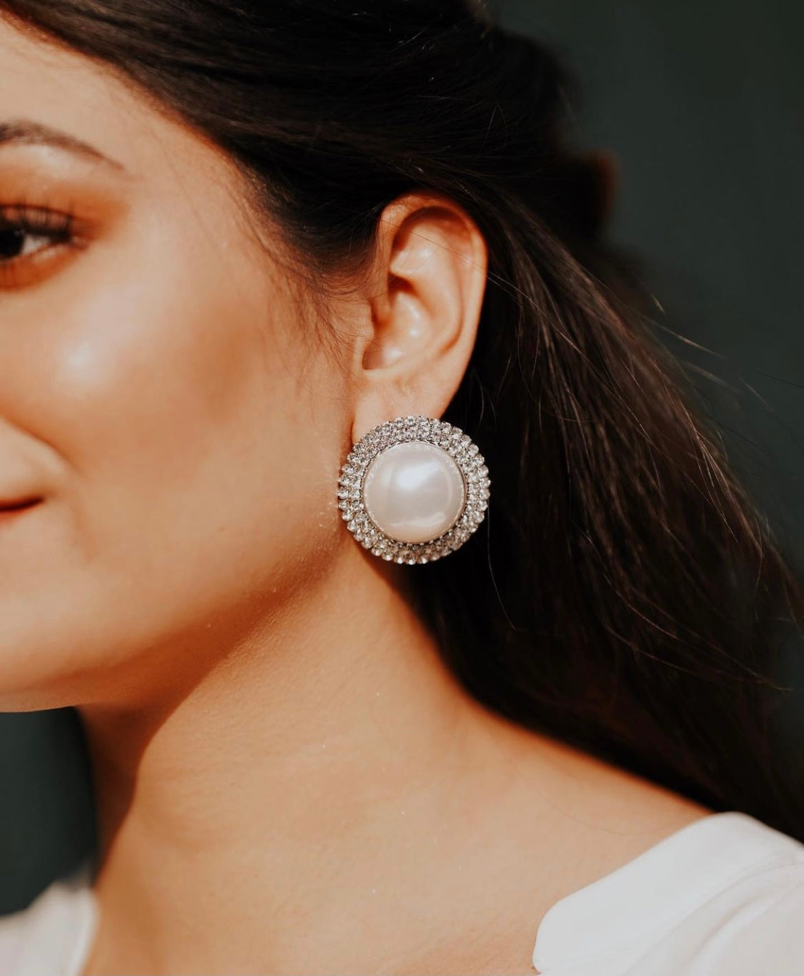 Diamanté Pearl Studs