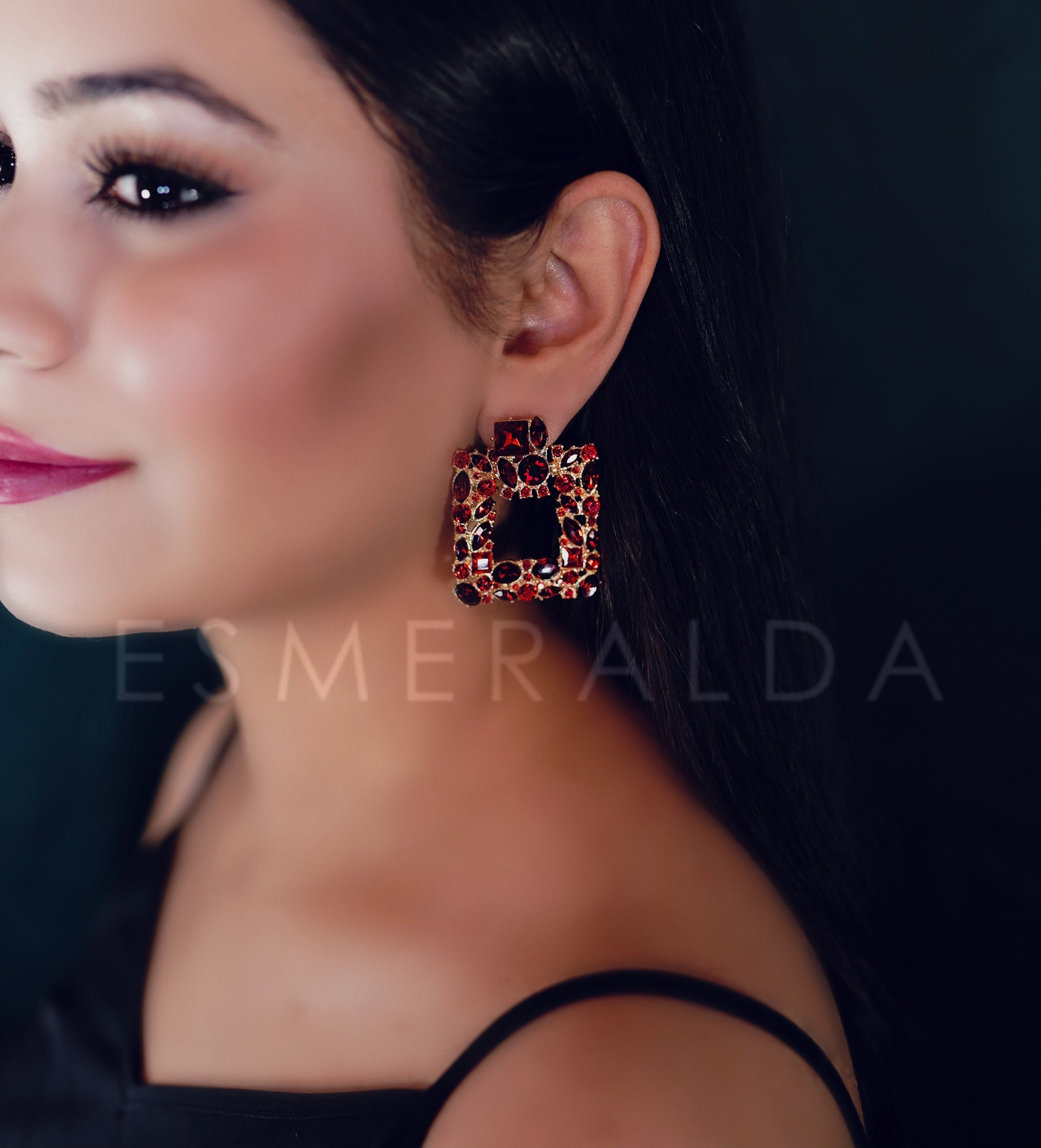 Red Geometric Earrings