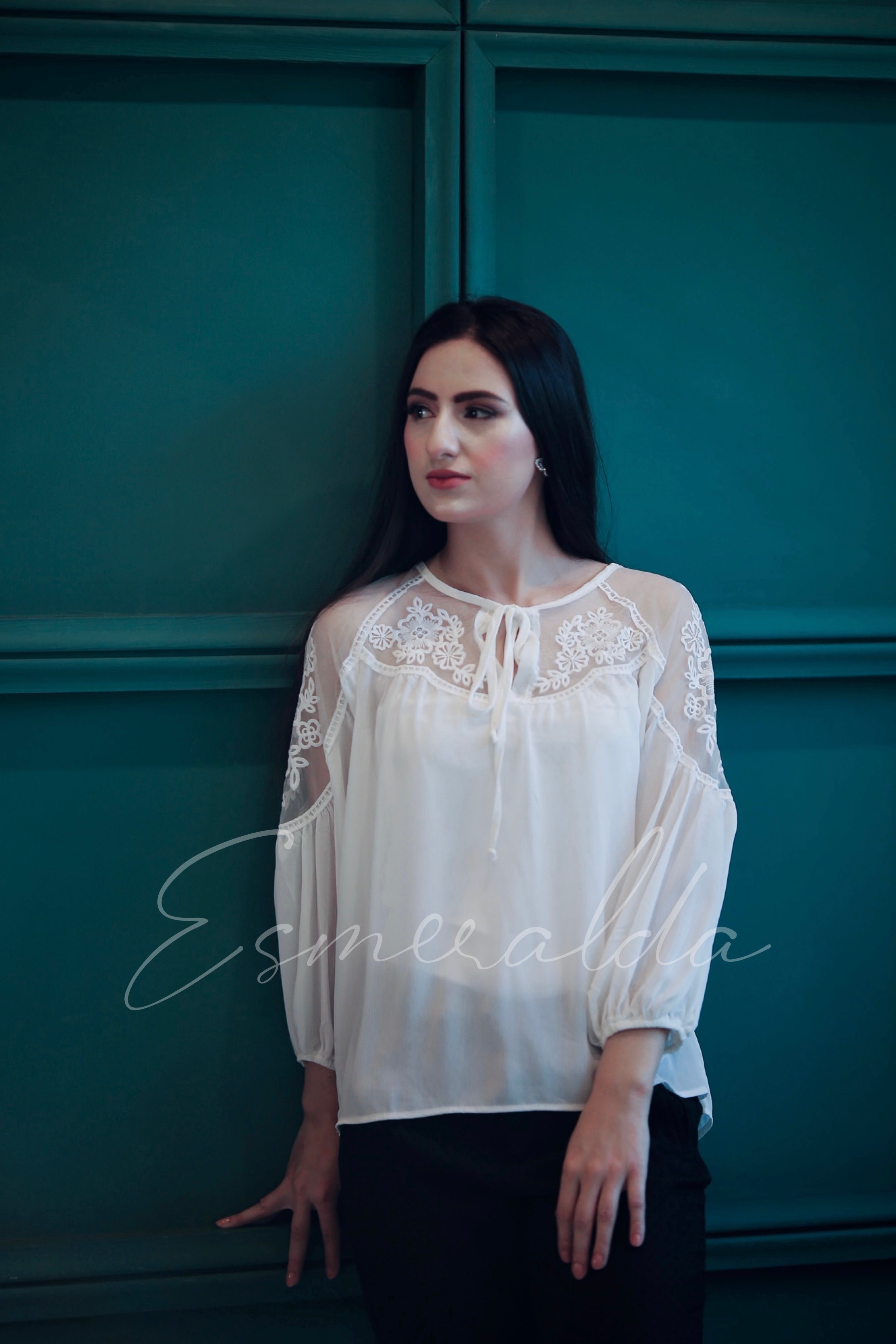 Embroidered Top — White