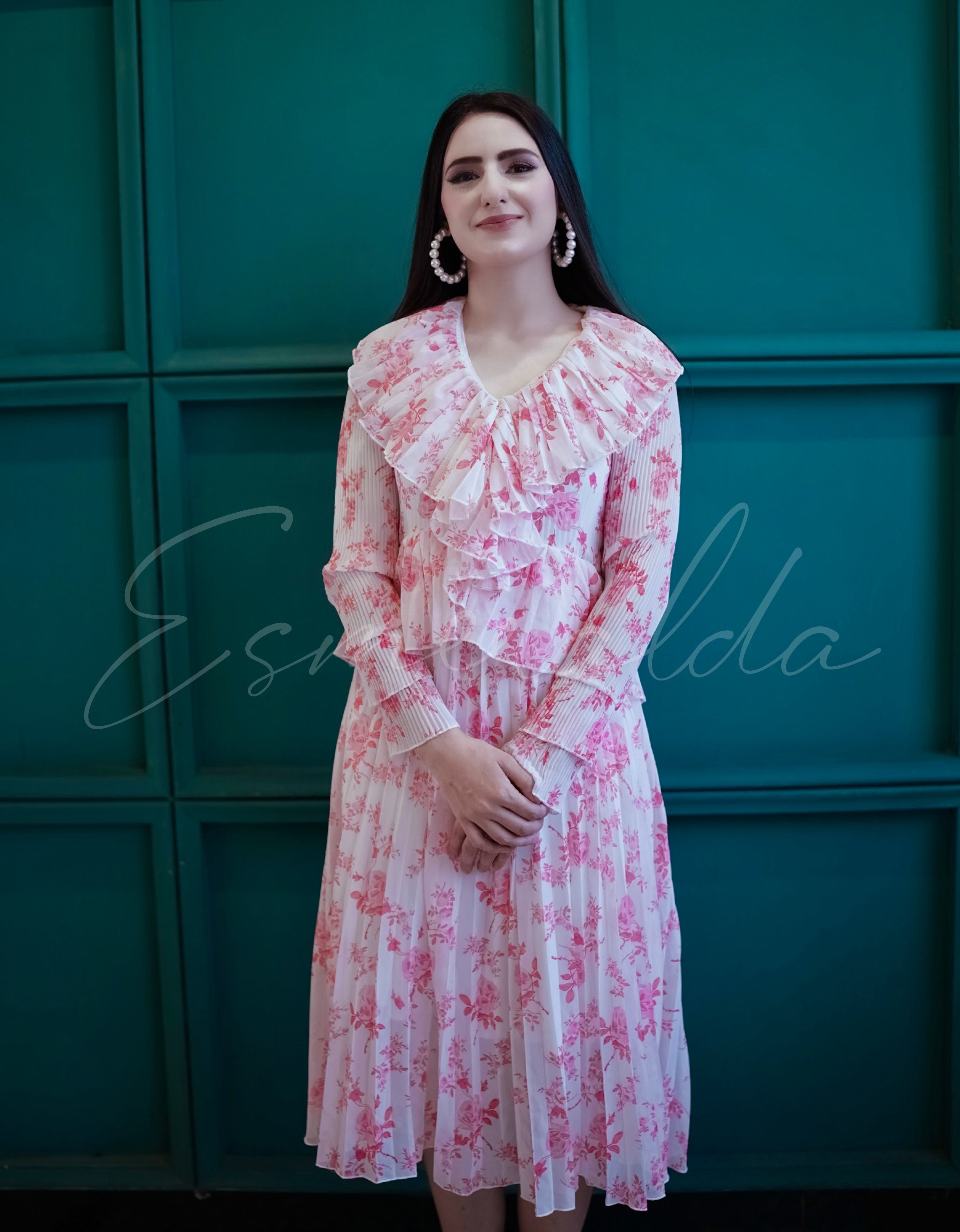 Floral Pleated Midi Dress