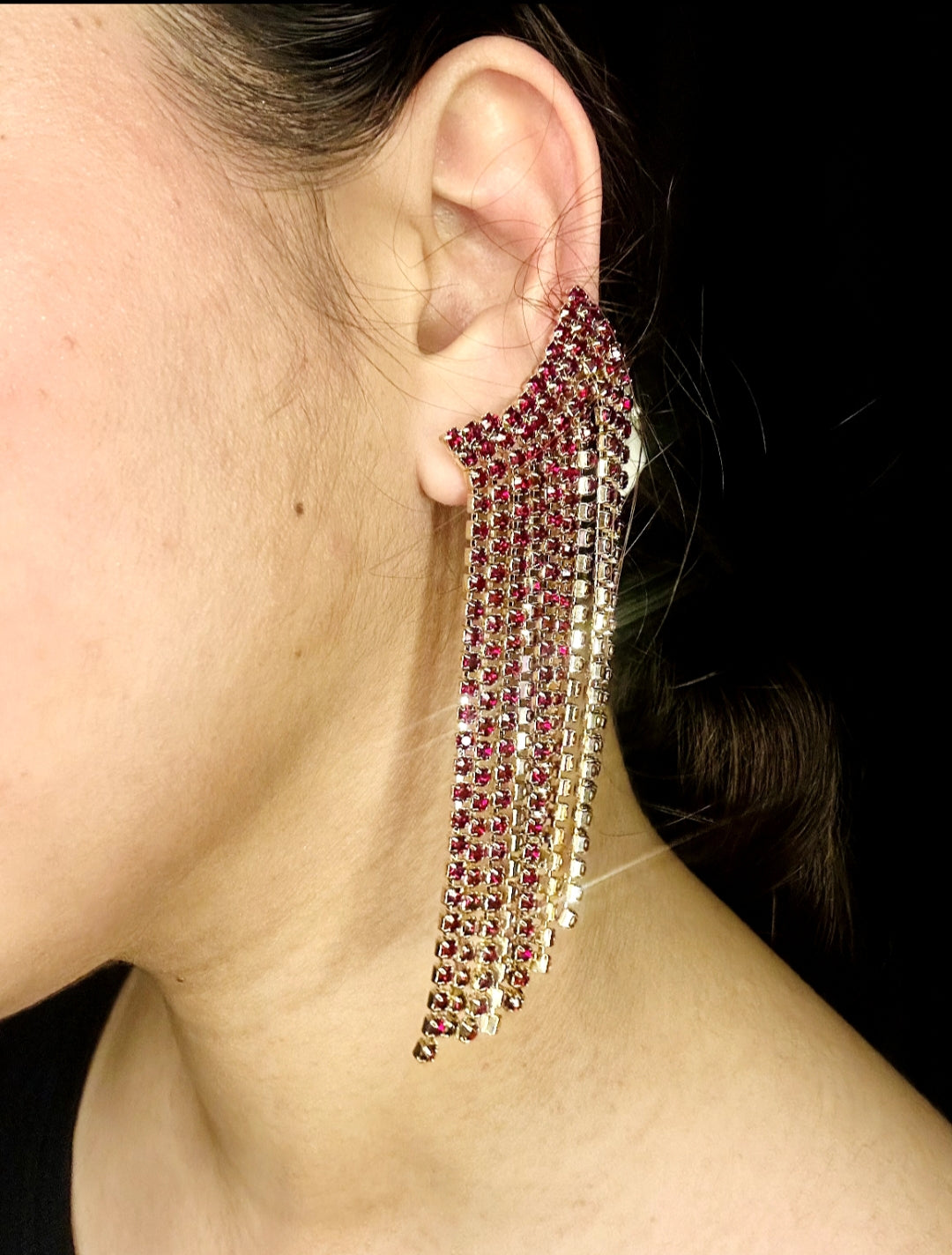 Crimson Drizzle Ear Cuffs