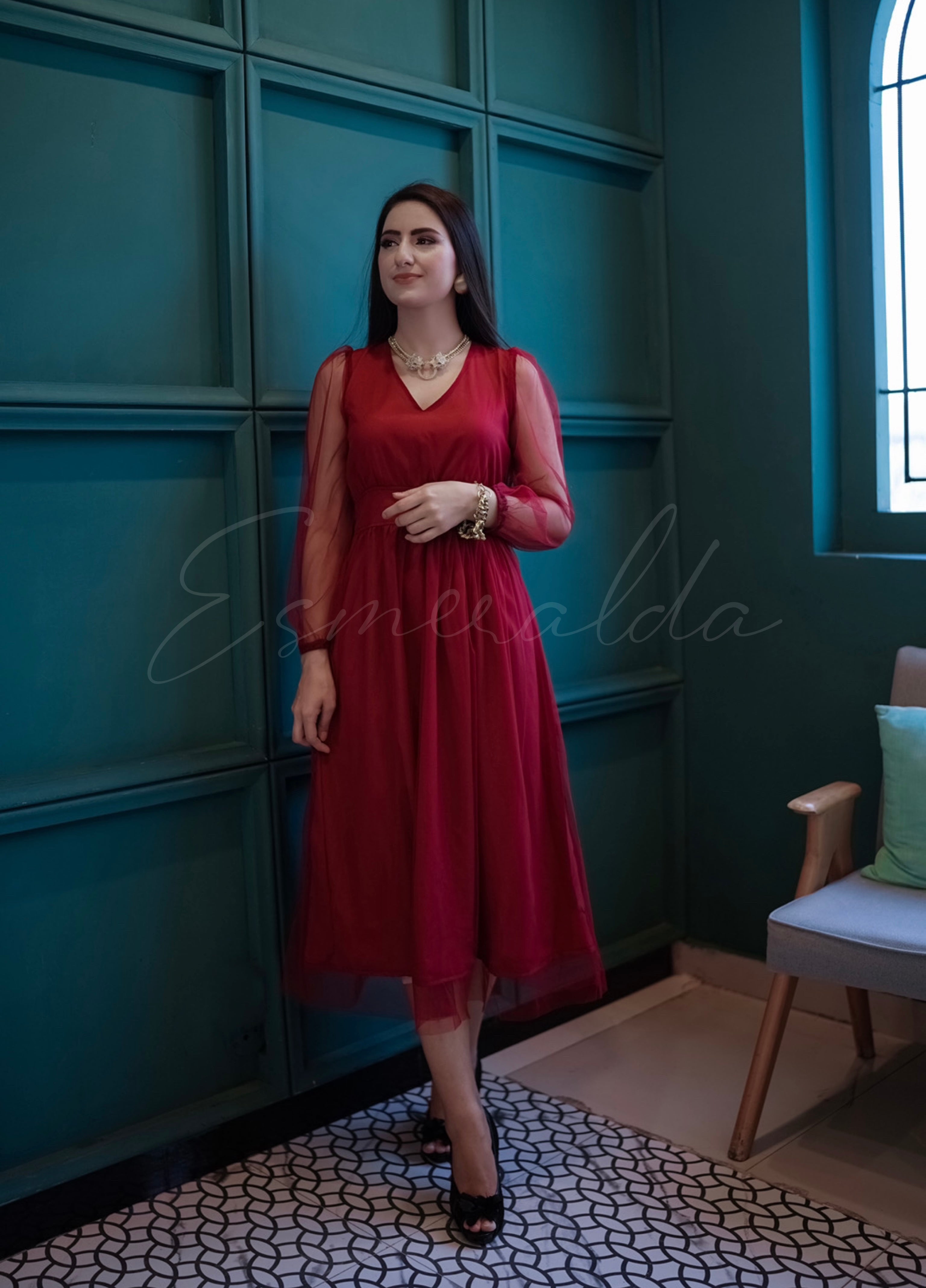 Ruby Red Midi Dress