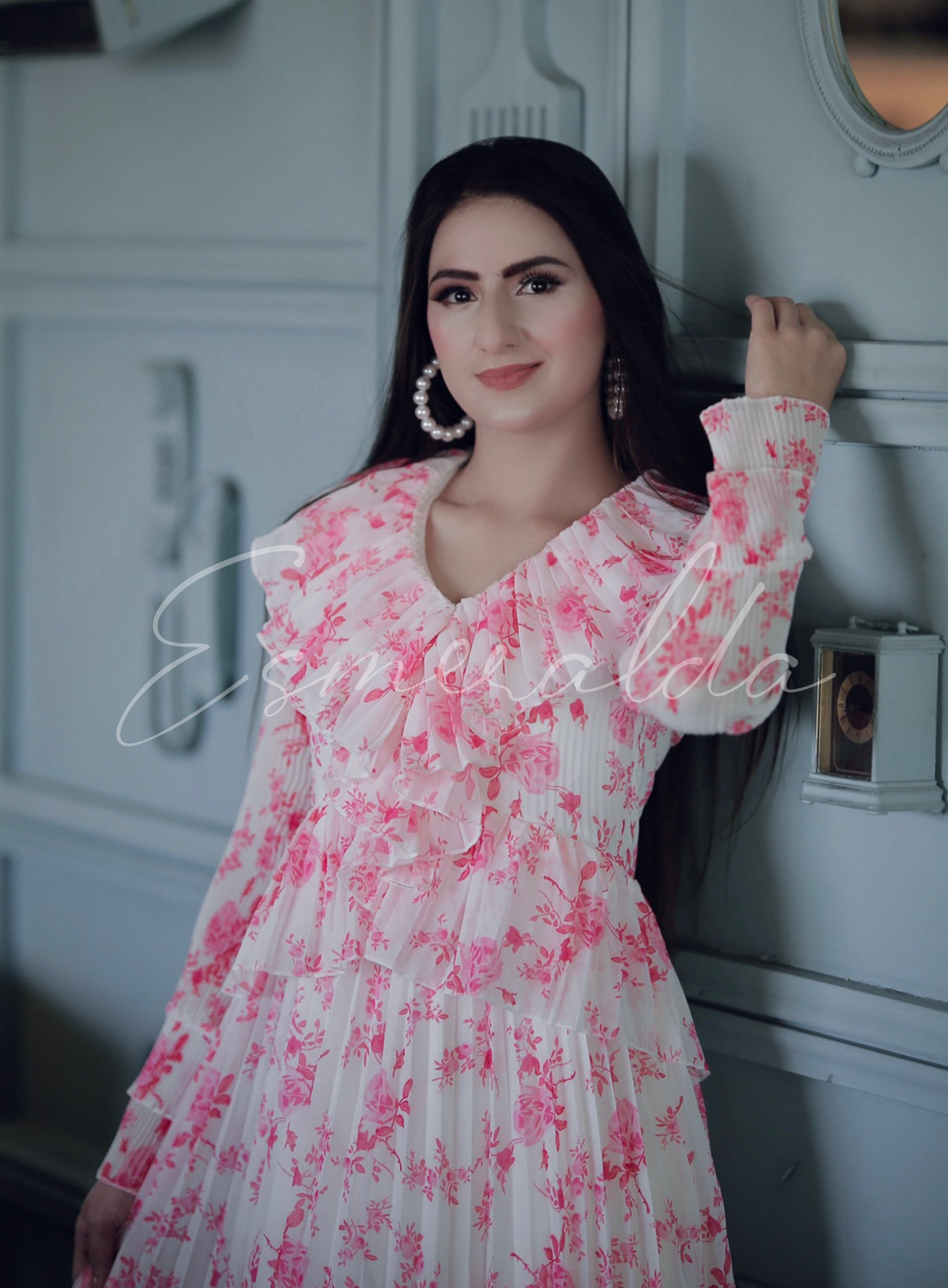 Floral Pleated Midi Dress