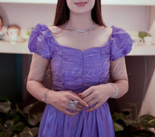 Load image into Gallery viewer, Lilac Sheen Dress with Pearl Belt