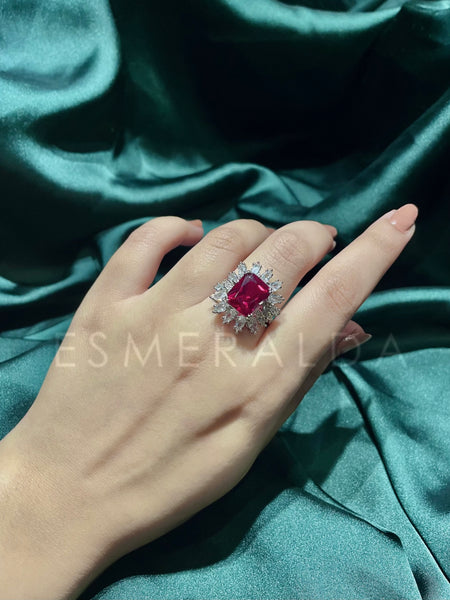 Luxe Red Cocktail Ring (Adjustable)