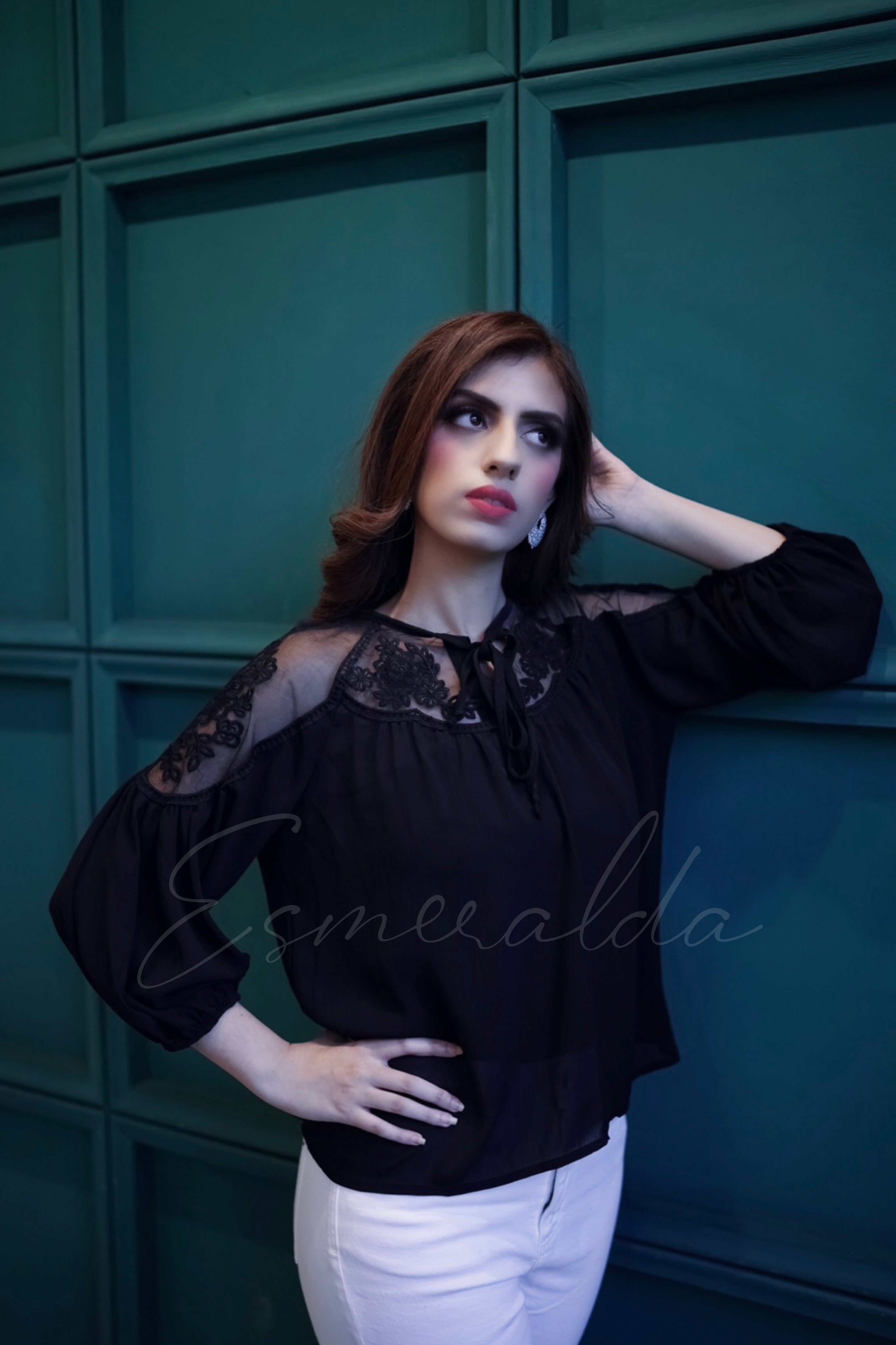 Embroidered Top — Black