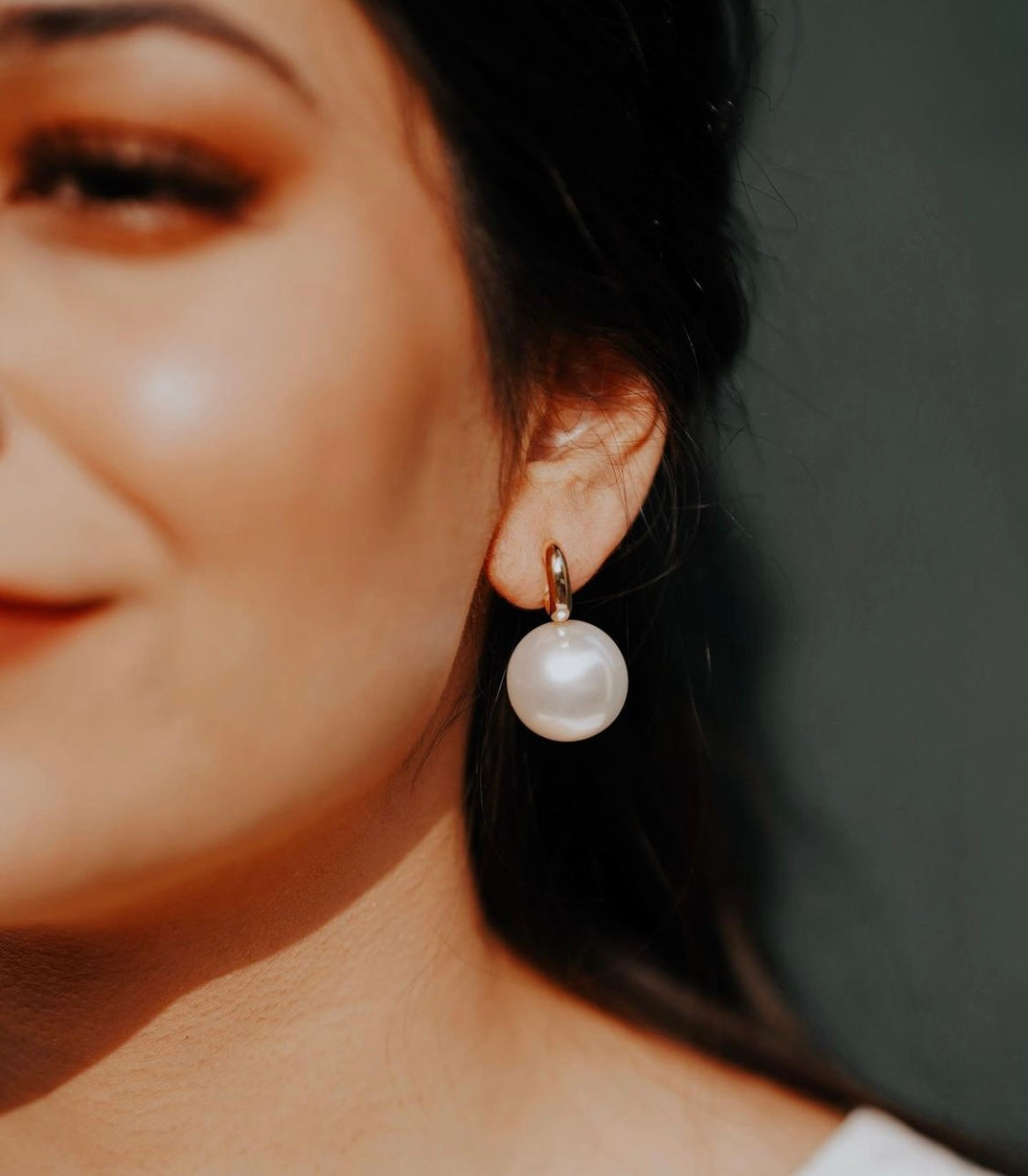 Pearl Drop Huggie Hoops