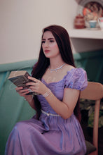 Load image into Gallery viewer, Lilac Sheen Dress with Pearl Belt