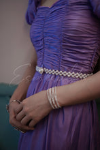 Load image into Gallery viewer, Lilac Sheen Dress with Pearl Belt