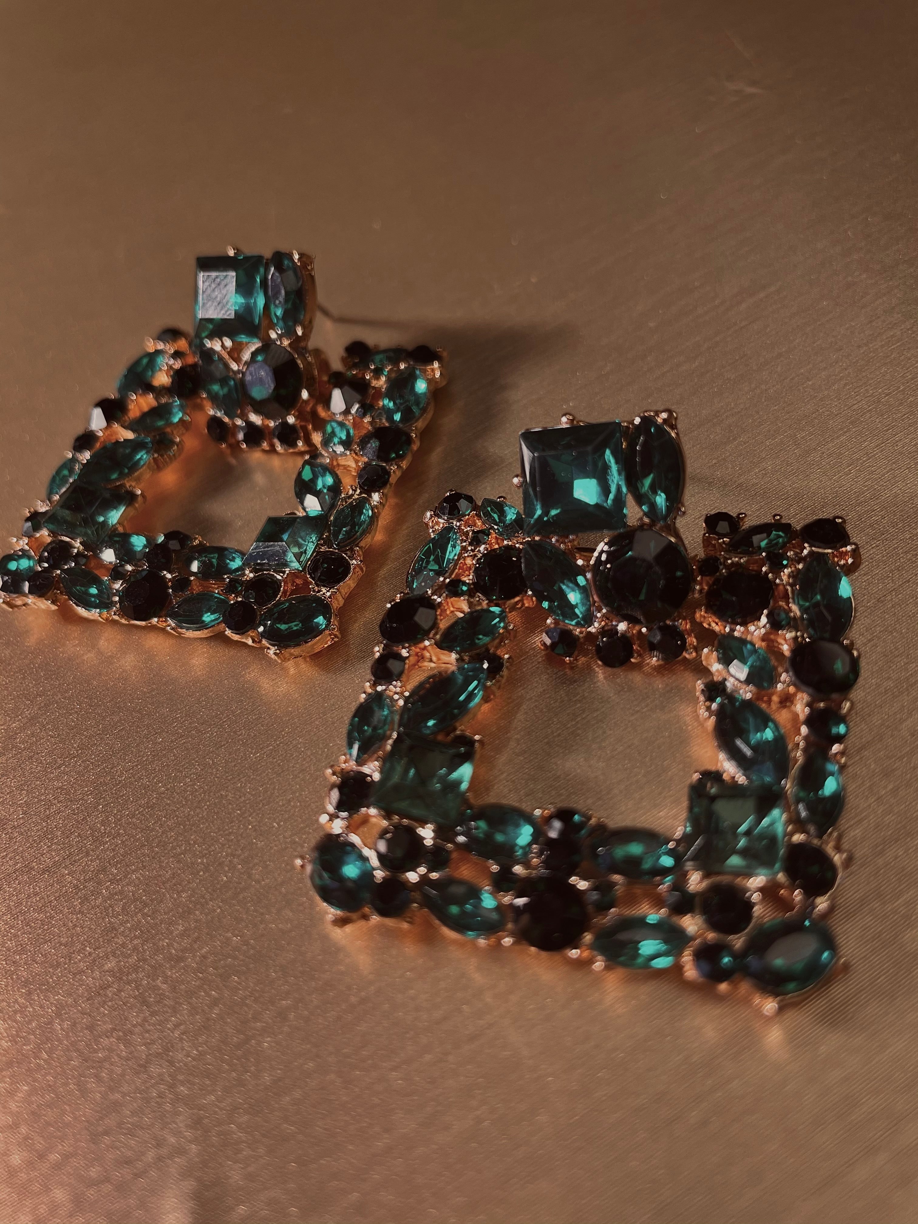 Green Geometric Earrings