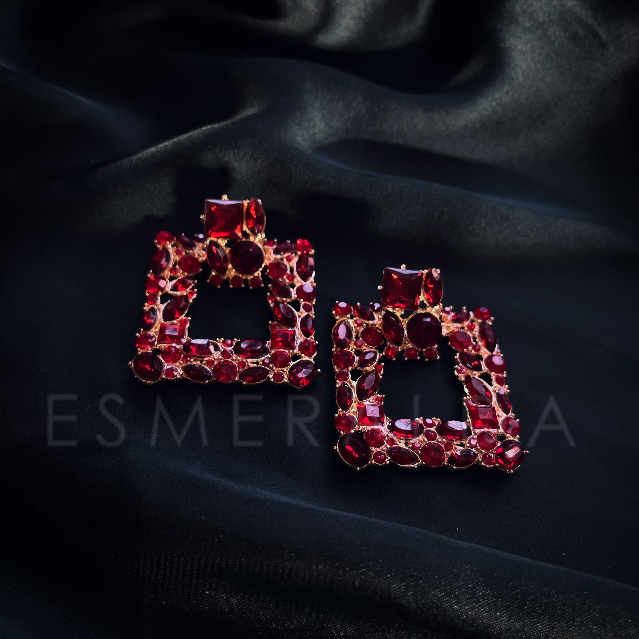 Red Geometric Earrings